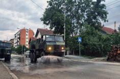 Today as well the Serbian Armed Forces Are Repairing Damaged Roads and Water Supply Installations in Flooded Areas