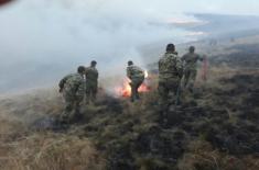 The Serbian Armed Forces helping to put out fires in the municipality of Trgovište