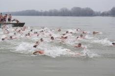 Members of the Serbian Armed Forces swam for the Holy Epiphany Cross