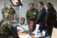 Minister Vulin and General Mojsilović visit the Defence Operations Centre