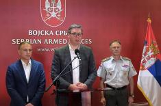 Meeting of President Vučić with Minister Stefanović and Chief of General Staff, General Mojsilović