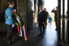 Envoy of the President of the Republic and the Supreme Commander, the Minister of Defence Aleksandar Vulin laid a wreath at the Monument to the Unknown Hero
