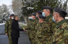  Stefanović with members of 250th Brigade on equipment and salary increase