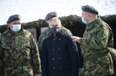  Stefanović with members of 250th Brigade on equipment and salary increase