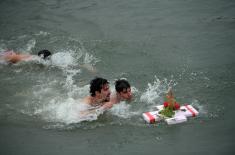 Members of the Serbian Armed Forces swam for the Holy Epiphany Cross