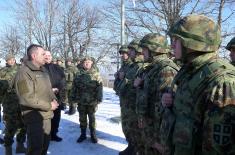Minister Vulin with Members of the Serbian Armed Forces in the Base Trmka on Christmas