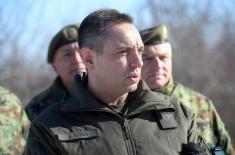 Minister Vulin with Members of the Serbian Armed Forces in the Base Trmka on Christmas