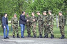The Prime Minister with members of the 250th Missile Brigade on Easter 