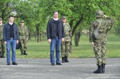 The Prime Minister with members of the 250th Missile Brigade on Easter 