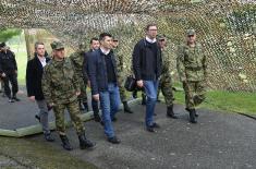 The Prime Minister with members of the 250th Missile Brigade on Easter 