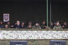 President Vučić arrives at provisanal exercise area Pešter