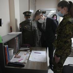 Minister Stefanović and Serbian national shooting team members with military school students  