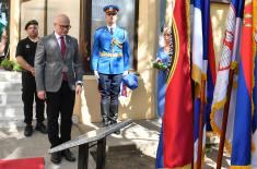 Minister Vučević unveils memorial plague, lays wreath at war volunteer Janoš Rauk’s grave