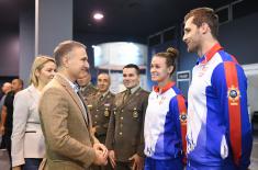 Minister Stefanović visits MoD and SAF stand at Belfis 2022