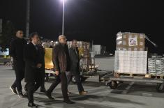 Minister Vučević sees off plane carrying Serbia