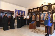 Patriarch Porfirije presents Serbian Armed Forces Guard with icons painted at Kovilj Monastery