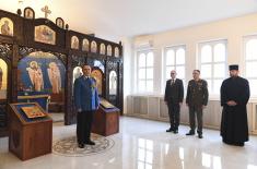 Patriarch Porfirije presents Serbian Armed Forces Guard with icons painted at Kovilj Monastery