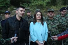 Defence Minister Zoran Djordjevic and Minister of Justice Nela Kuburovic visit Joint Military and Police Force on the border with Bulgaria