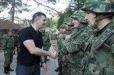 Defence Minister Zoran Djordjevic and Minister of Justice Nela Kuburovic visit Joint Military and Police Force on the border with Bulgaria