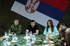 Defence Minister Zoran Djordjevic and Minister of Justice Nela Kuburovic visit Joint Military and Police Force on the border with Bulgaria