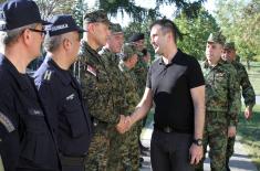 Defence Minister Zoran Djordjevic and Minister of Justice Nela Kuburovic visit Joint Military and Police Force on the border with Bulgaria