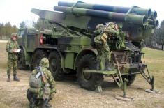 Training with 262 mm M-87 Orkan missile systems