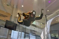 Military paratroopers undergo wind tunnel training