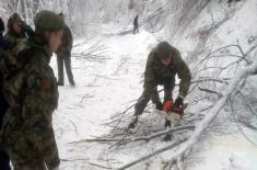 Serbian Armed Forces help clear roads after heavy snowfall