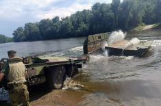 Припреме за постављање моста преко Велике Мораве код Свилајнца