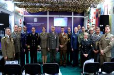 Military attachés visit the booth of the Ministry of Defence and the Serbian Armed Forces at the Book Fair