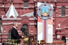 Members of The Guard of the Serbian Armed Forces at the Victory Day Parade in Moscow