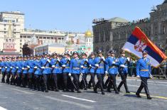 Members of The Guard of the Serbian Armed Forces at the Victory Day Parade in Moscow