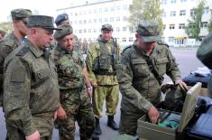 Members of the Serbian Armed Forces at the exercise of the Western Military District in Russia