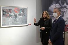 Minister Stefanović visits art exhibition “Lubarda – One Story“ at Central Military Club